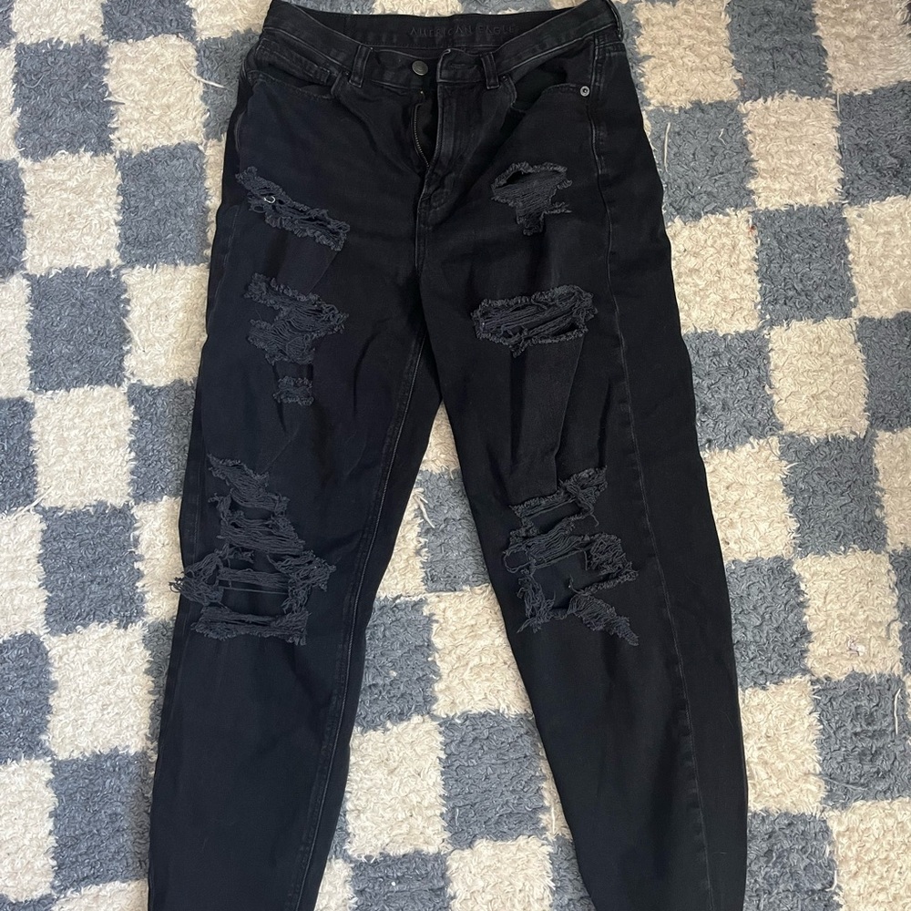 American Eagle Outfitters Black High Rise Distressed Jeans